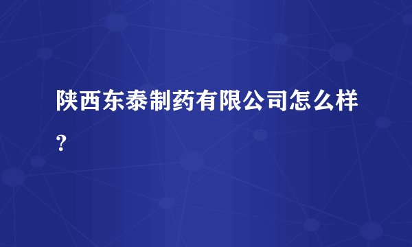 陕西东泰制药有限公司怎么样？