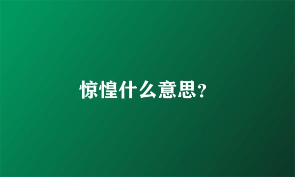 惊惶什么意思？