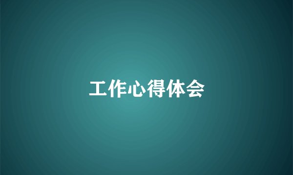 工作心得体会