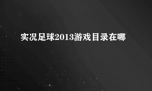 实况足球2013游戏目录在哪