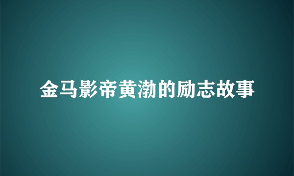 金马影帝黄渤的励志故事