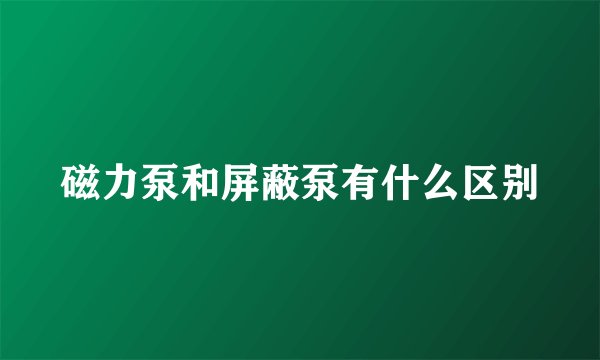 磁力泵和屏蔽泵有什么区别