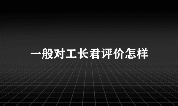 一般对工长君评价怎样