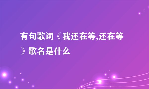 有句歌词《我还在等,还在等》歌名是什么