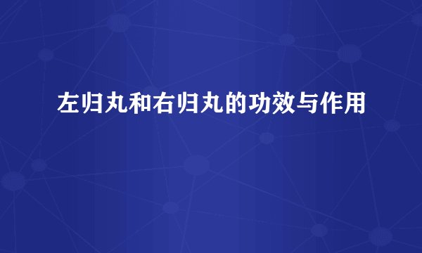 左归丸和右归丸的功效与作用