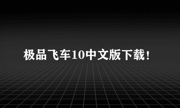 极品飞车10中文版下载！