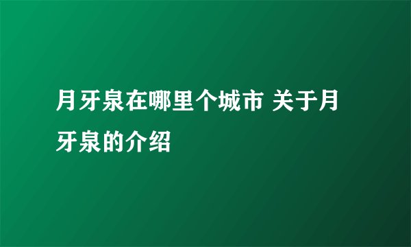 月牙泉在哪里个城市 关于月牙泉的介绍