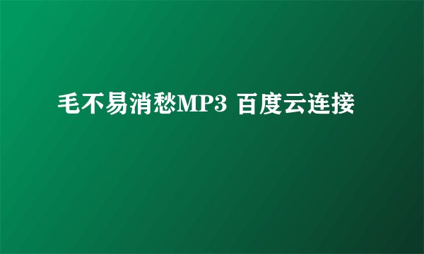 毛不易消愁MP3 百度云连接