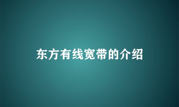 东方有线宽带的介绍