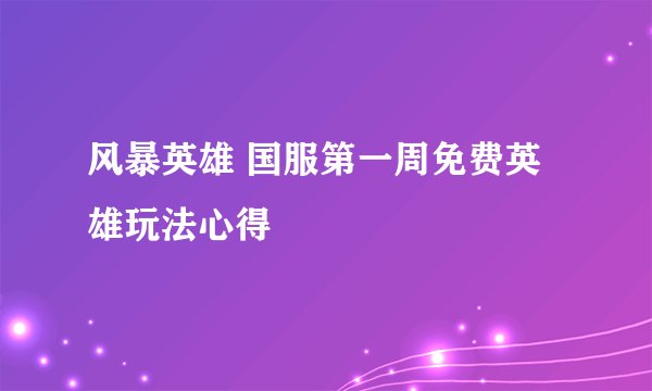风暴英雄 国服第一周免费英雄玩法心得