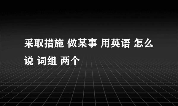 采取措施 做某事 用英语 怎么说 词组 两个