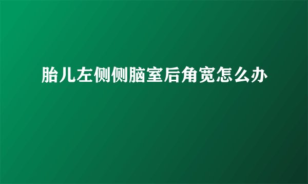 胎儿左侧侧脑室后角宽怎么办