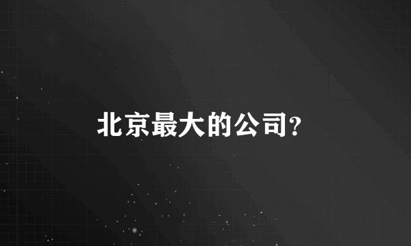 北京最大的公司？