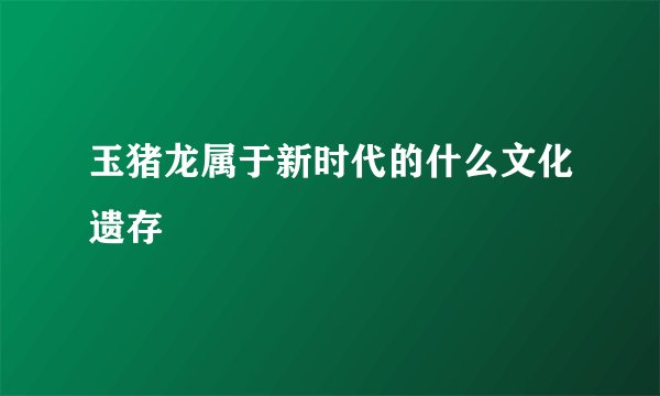 玉猪龙属于新时代的什么文化遗存