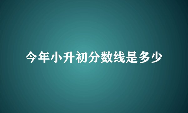 今年小升初分数线是多少