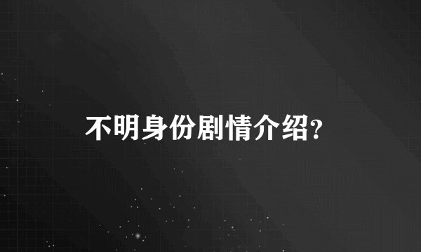 不明身份剧情介绍？