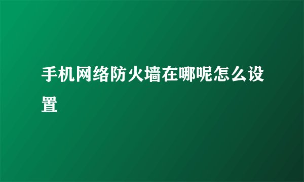 手机网络防火墙在哪呢怎么设置