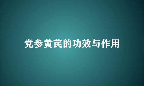 党参黄芪的功效与作用