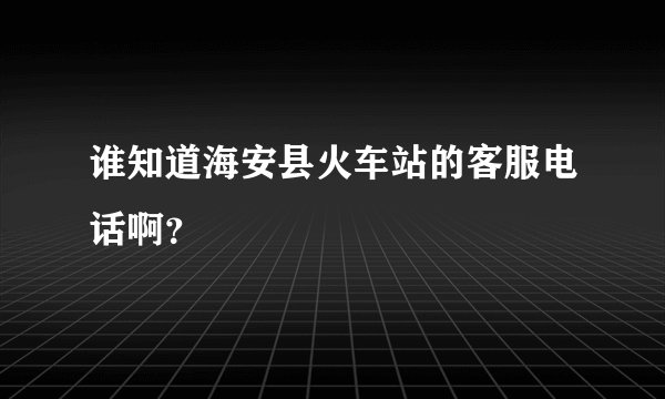 谁知道海安县火车站的客服电话啊？