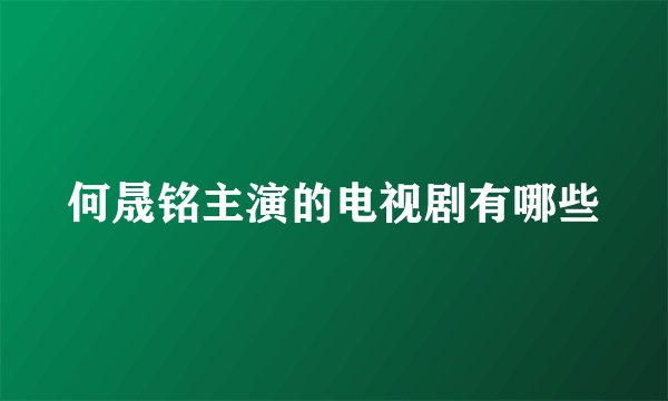 何晟铭主演的电视剧有哪些