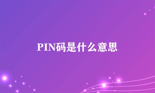 PIN码是什么意思