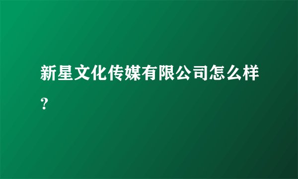 新星文化传媒有限公司怎么样?