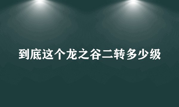 到底这个龙之谷二转多少级