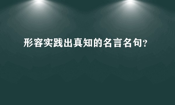 形容实践出真知的名言名句？