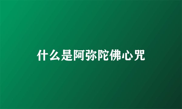 什么是阿弥陀佛心咒