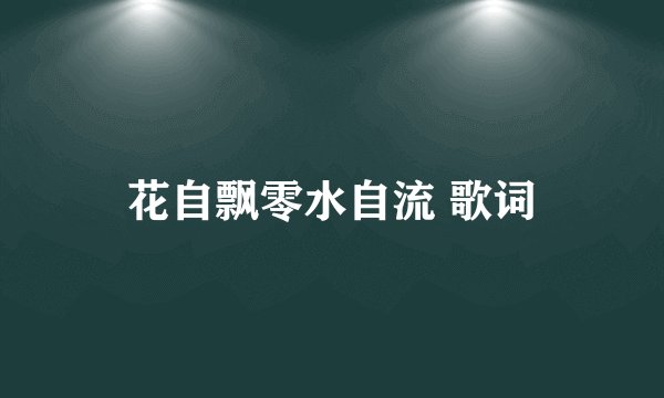 花自飘零水自流 歌词