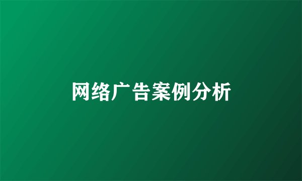 网络广告案例分析
