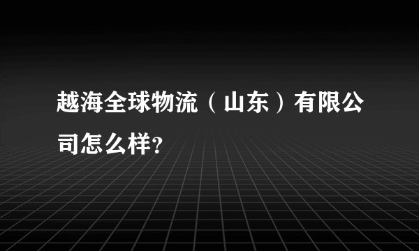 越海全球物流（山东）有限公司怎么样？
