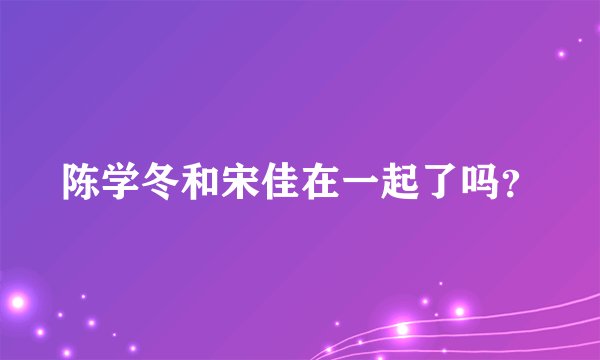 陈学冬和宋佳在一起了吗？