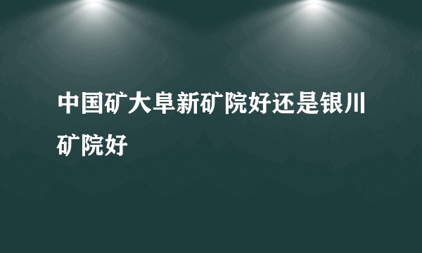 中国矿大阜新矿院好还是银川矿院好