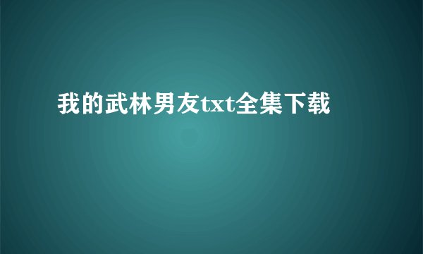 我的武林男友txt全集下载