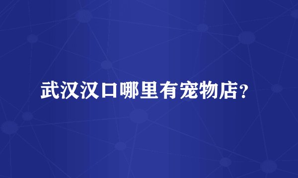 武汉汉口哪里有宠物店？