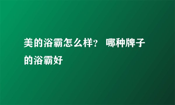 美的浴霸怎么样？ 哪种牌子的浴霸好