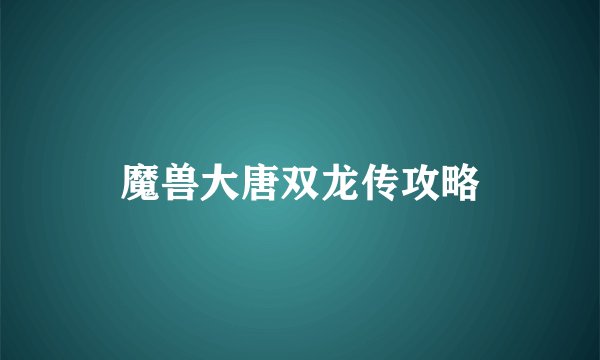 魔兽大唐双龙传攻略