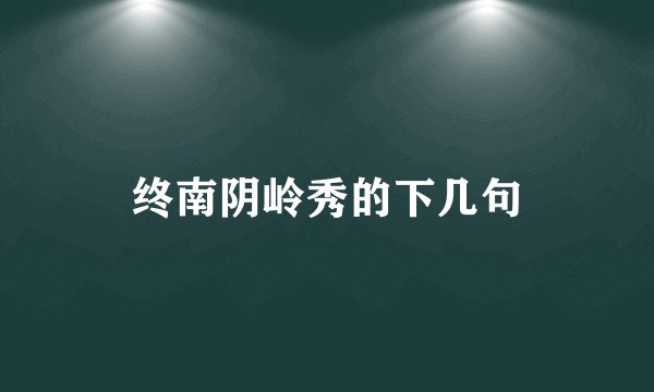 终南阴岭秀的下几句
