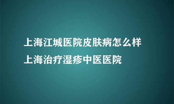 上海江城医院皮肤病怎么样 上海治疗湿疹中医医院