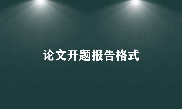 论文开题报告格式