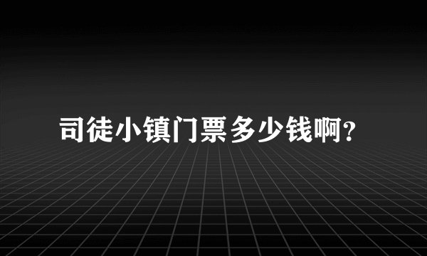 司徒小镇门票多少钱啊？