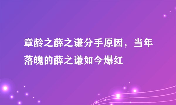 章龄之薛之谦分手原因，当年落魄的薛之谦如今爆红
