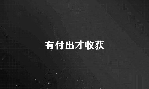 有付出才收获