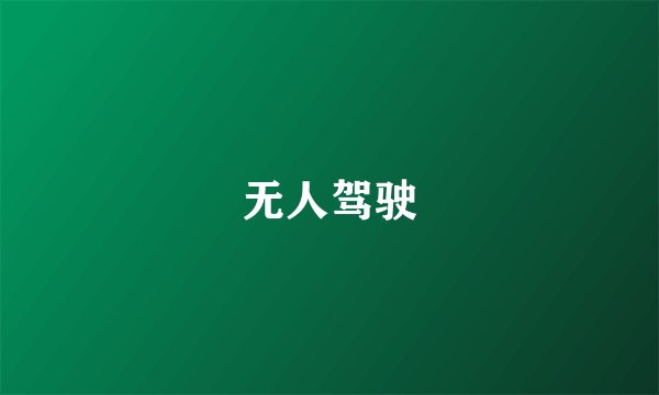无人驾驶