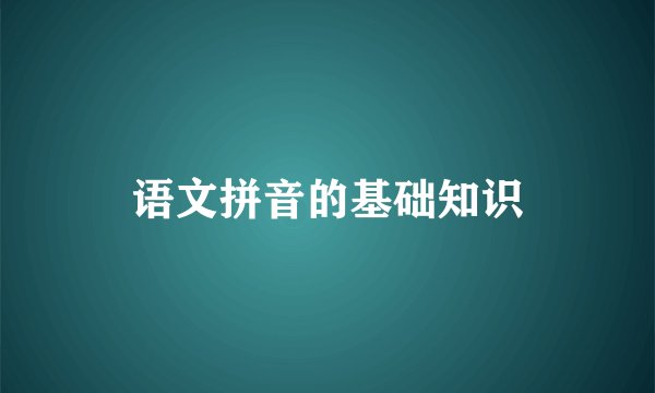 语文拼音的基础知识