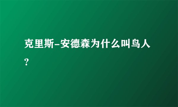 克里斯-安德森为什么叫鸟人？