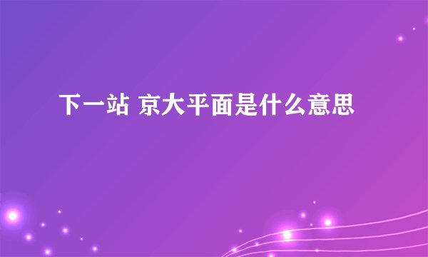 下一站 京大平面是什么意思