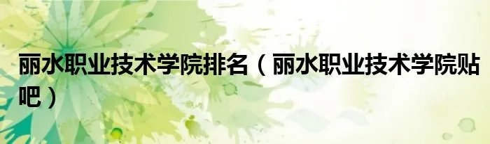 丽水职业技术学院排名（丽水职业技术学院贴吧）