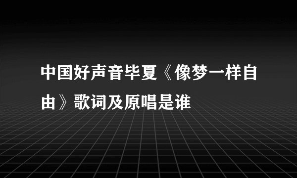 中国好声音毕夏《像梦一样自由》歌词及原唱是谁
